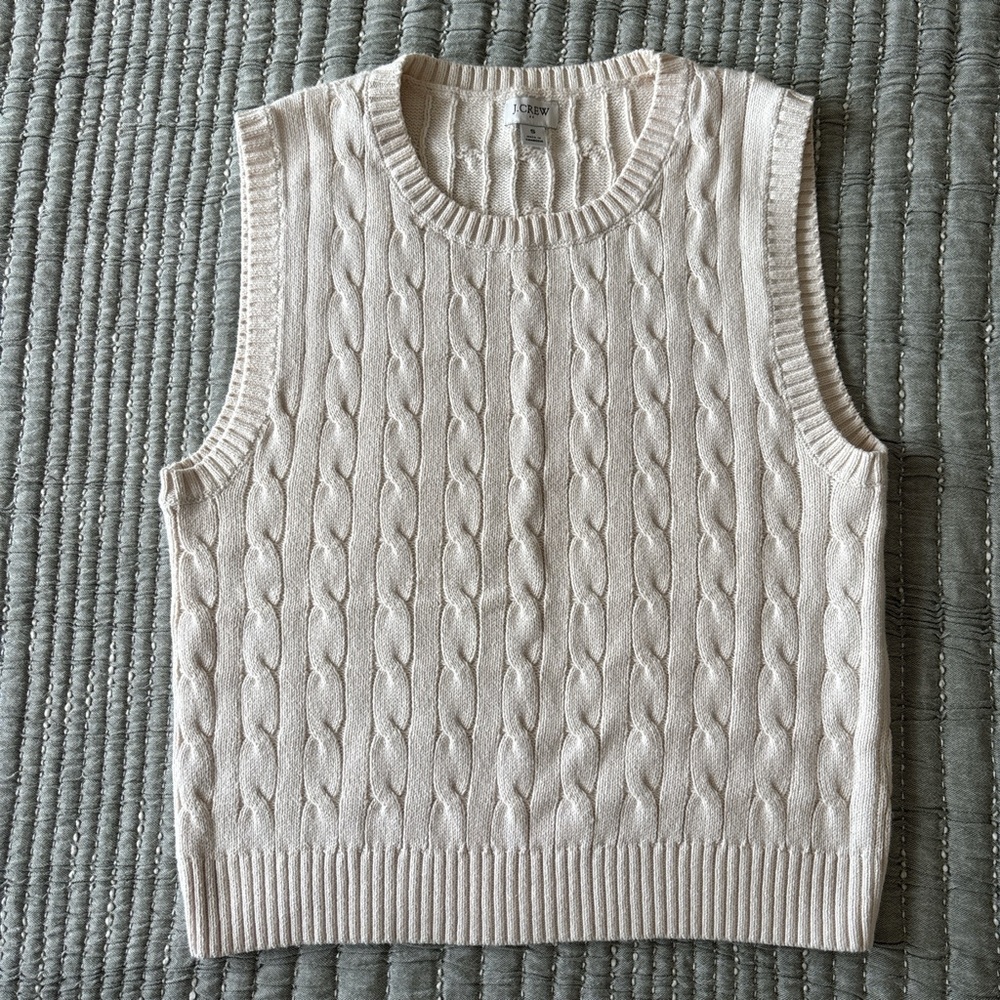 J. Crew Ivory Cable Knit Vest